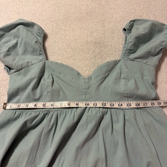 Abercrombie & Fitch Light Blue Sweetheart Neck Puff Babydoll Mini Dress A&F - Picture 9 of 13